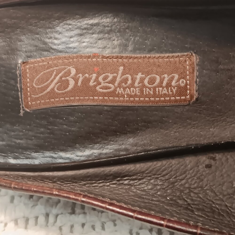 Brighton 'Sierra' Women's Croc Print Leather Mule Slides Made In Italy Sz 8.5 M - Picture 11 of 13